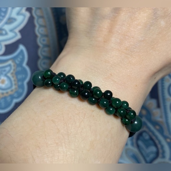 Beaded Natural Jade Gemstone Bracelet with Adjustable Cord - Picture 11 of 14